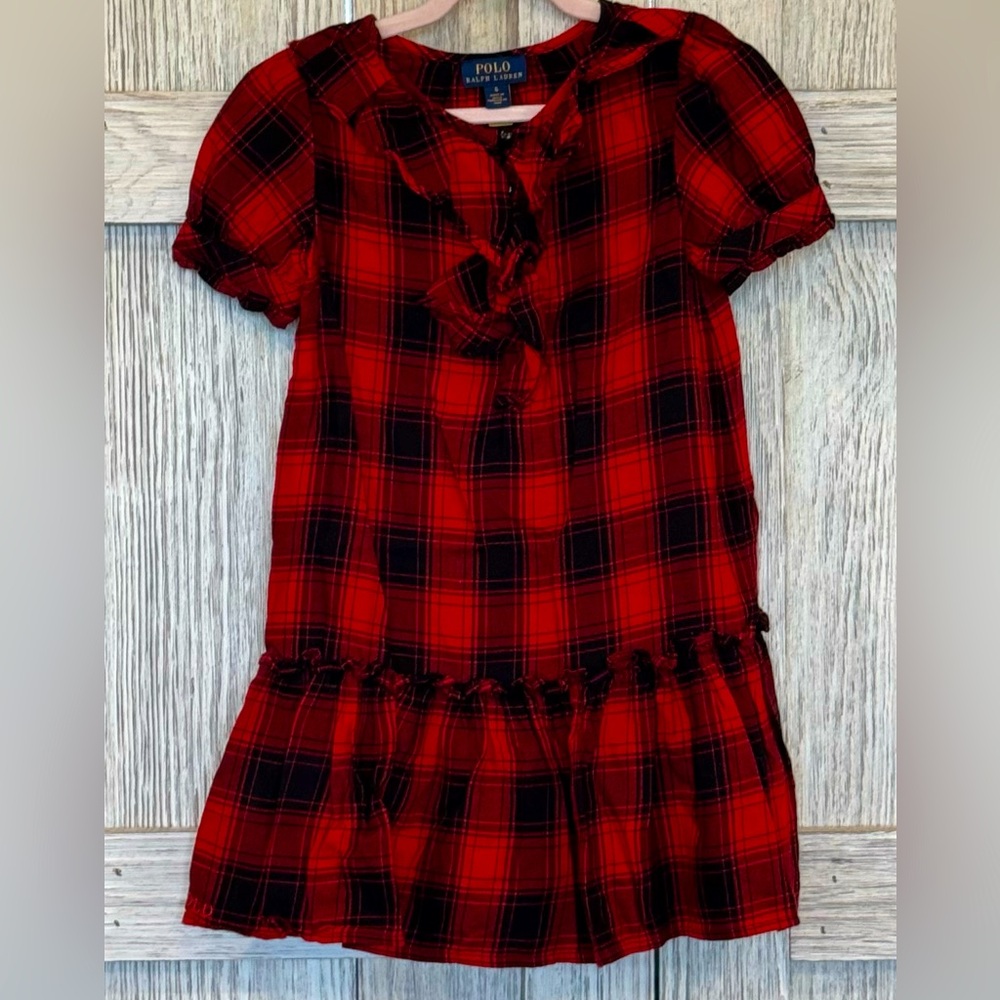 Polo by Ralph Lauren Red and Black Plaid Dress sz 6